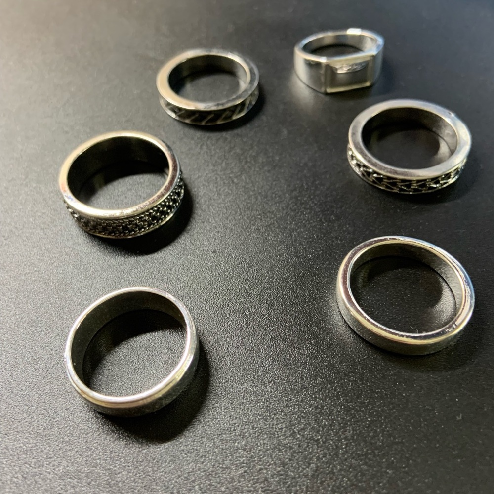 Pack of 6 silver rings